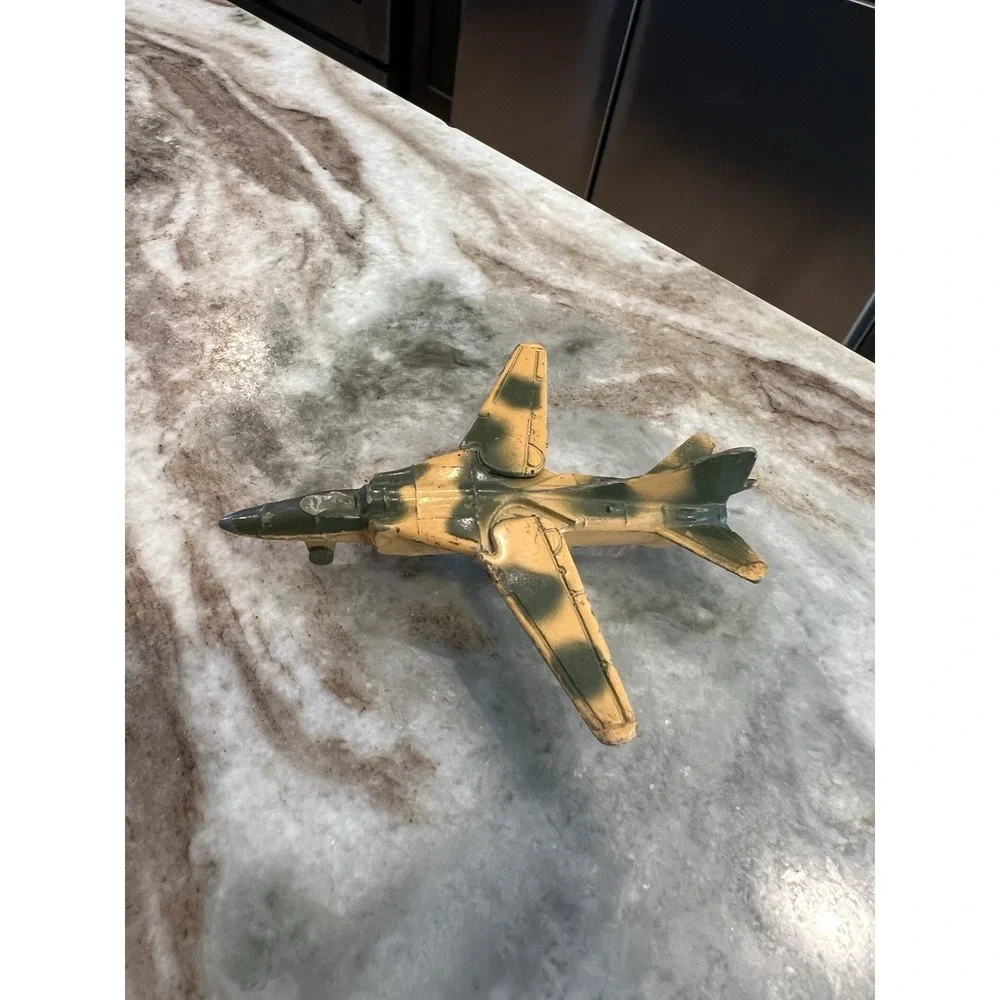 Vintage Diecast Metal Aiplane Brown Green Camouflage Military Plane